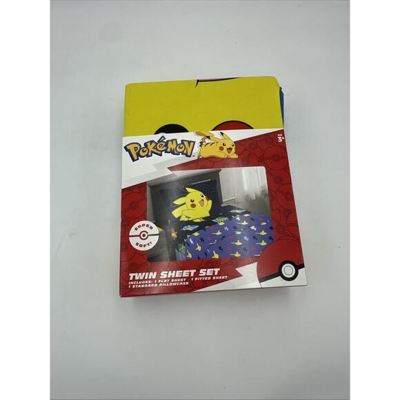 Nintendo Other - POKEMON Twin Size 3 Piece Sheet Set Pikachu Squirtle REVERSIBLE PILLOWCASE NEW